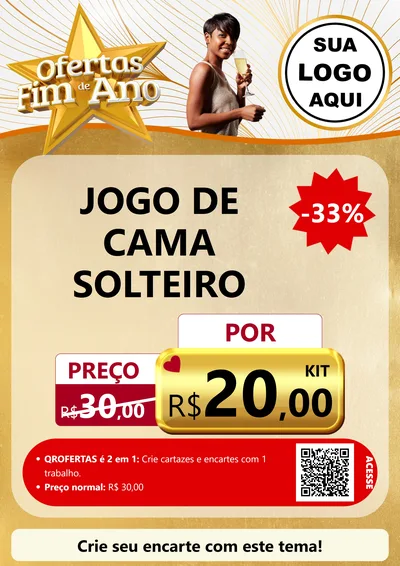 Modelo de Cartaz para Cartaz A4 Vertical com o tema Ofertas Fim de Ano para Cama, Mesa e Banho