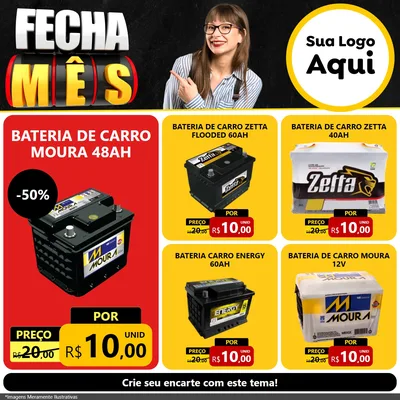 Modelo de Rede Social para Feed Facebook com o tema Fecha Mês para Baterias Elétricas
