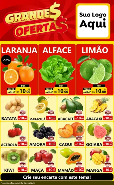 Modelo de Encarte para Encarte Grande com o tema Grandes Ofertas para Hortifrúti