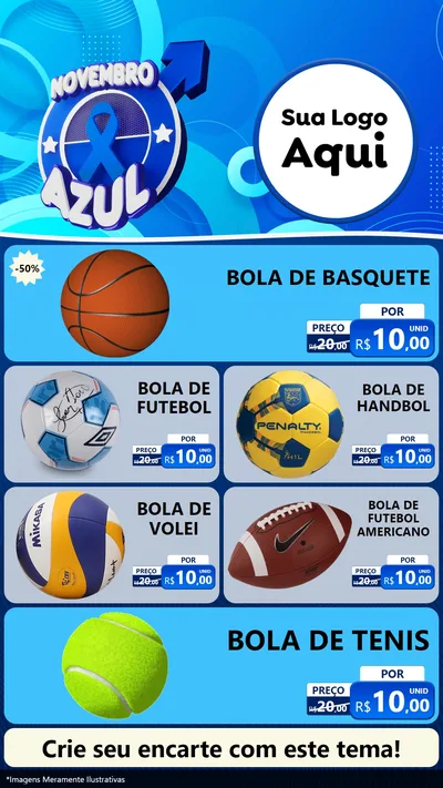 Modelo de TV para TV Vertical com o tema Novembro Azul para Artigos Esportivos