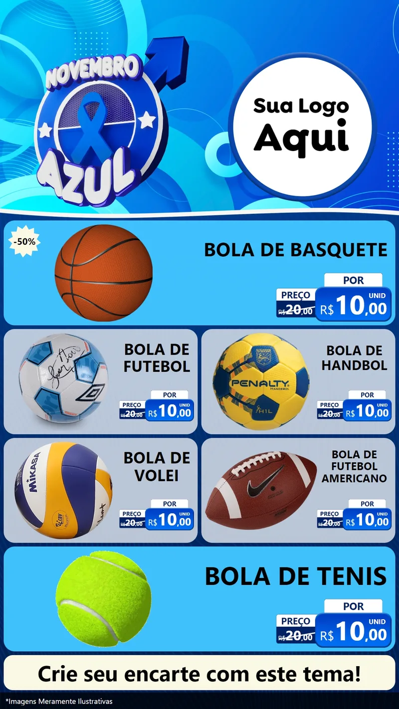 Modelo de TV para TV Vertical com o tema Novembro Azul para Artigos Esportivos