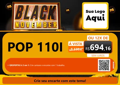 Modelo de Cartaz para Cartaz A4 Horizontal com o tema Black November para Concessionaria de Motos