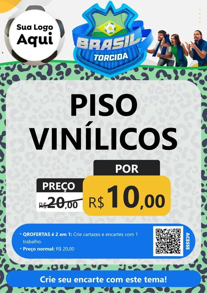 Modelo de Cartaz para Cartaz A4 Vertical com o tema Brasil Torcida - Copa para Material para Construção