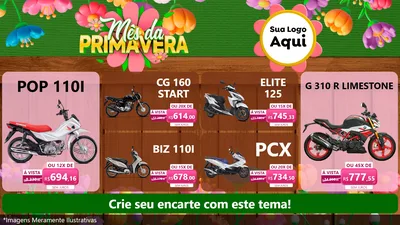 Modelo de TV para TV Horizontal com o tema Mês da Primavera para Concessionaria de Motos