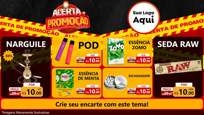 Modelo de TV para TV Horizontal com o tema Alerta de Promoção para Tabacaria