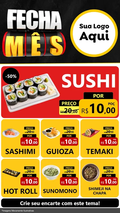 Modelo de Rede Social para Stories com o tema Fecha Mês para Comida japonesa
