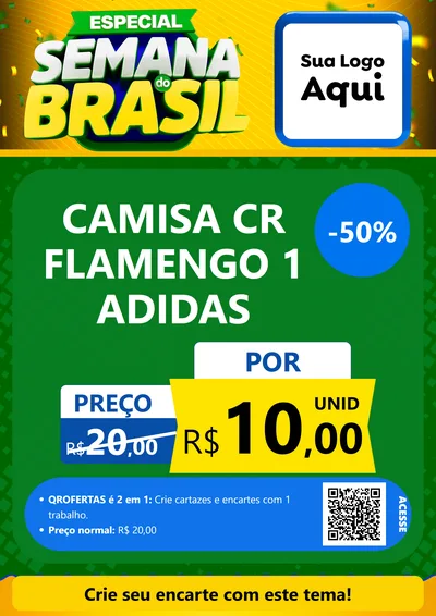 Modelo de Cartaz para Cartaz A4 Vertical com o tema Especial Semana do Brasil para Roupas e acessórios