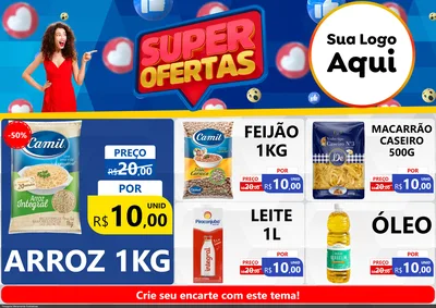 Modelo de Encarte para Encarte A4 Horizontal com o tema Super Ofertas para Supermercado