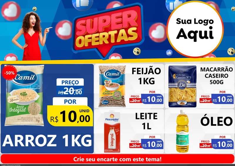 Modelo de Encarte para Encarte A4 Horizontal com o tema Super Ofertas para Supermercado