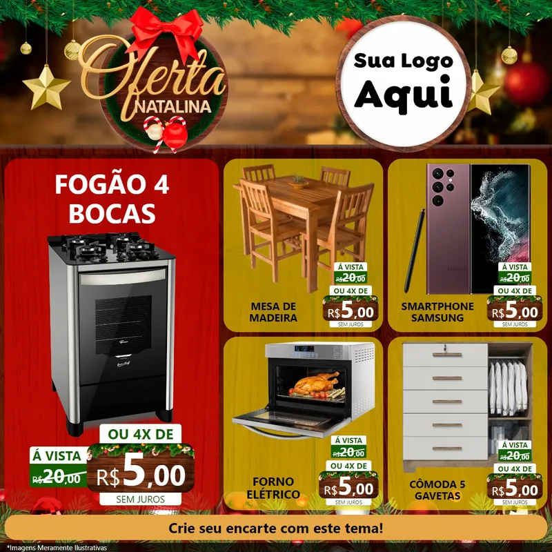 Modelo de Rede Social para Feed Facebook com o tema Ofertas Natalina para Móveis e Eletro