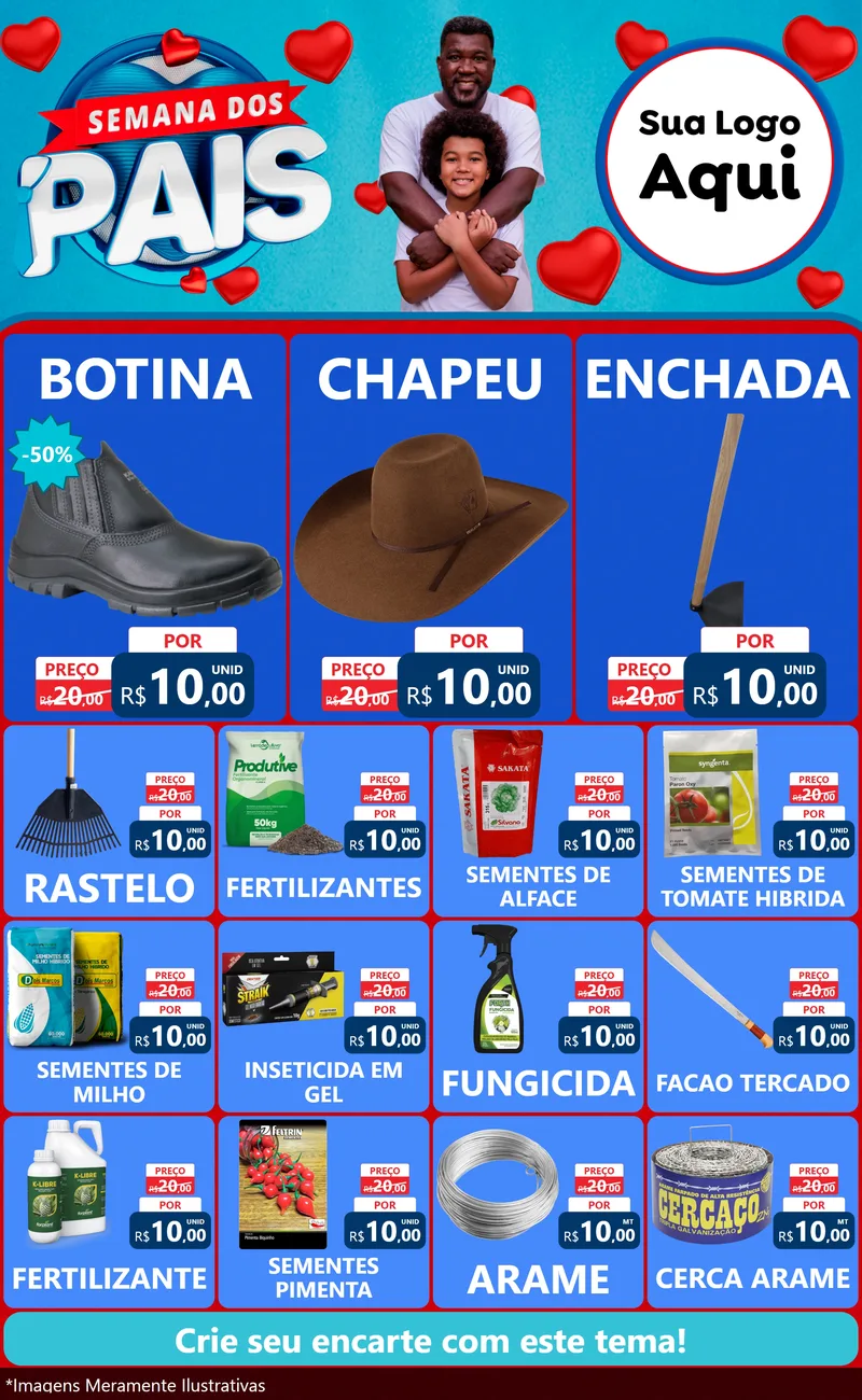 Modelo de Encarte para Encarte Grande com o tema Semana Dos Pais para Agropecuária