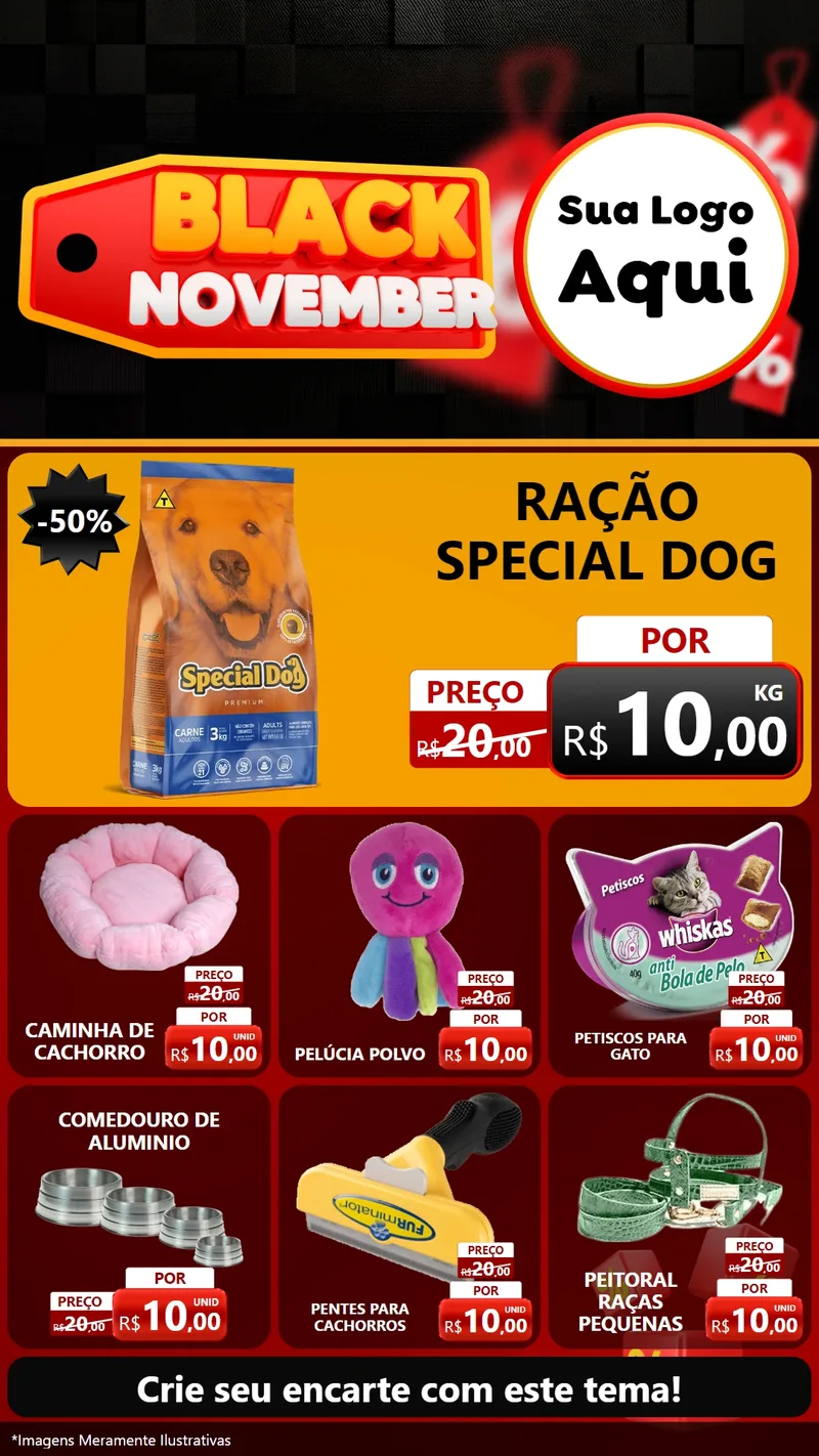 Modelo de Rede Social para Stories com o tema Black November para Pet Shop