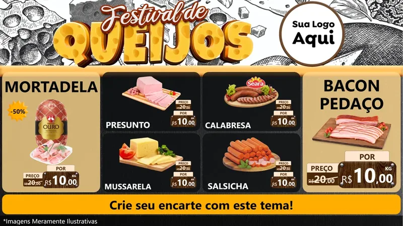 Modelo de TV para TV Horizontal com o tema Festival de Queijos para Frios e Laticínios
