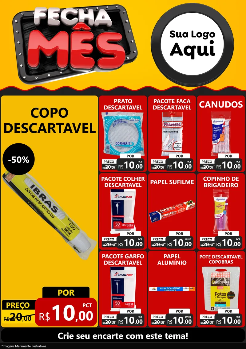 Modelo de Encarte para Encarte A4 Vertical com o tema Fecha Mês para Embalagens