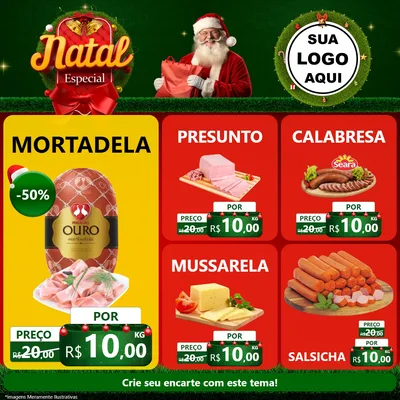 Modelo de Rede Social para Feed Facebook com o tema Natal Especial para Frios e Laticínios