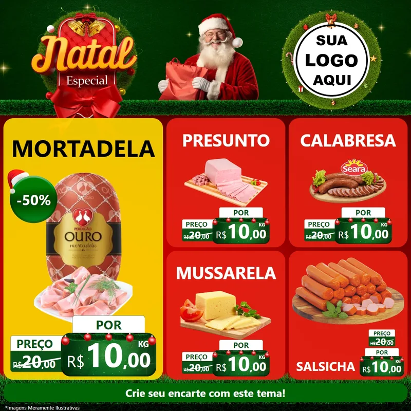 Modelo de Rede Social para Feed Facebook com o tema Natal Especial para Frios e Laticínios