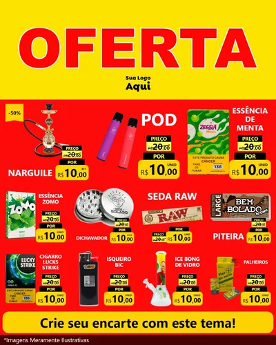 Modelo de Rede Social para Feed Instagram com o tema OFERTA - Vermelho Cartaz para Tabacaria