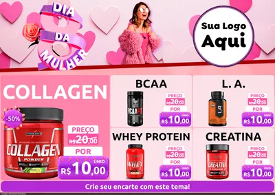 Modelo de Encarte para Encarte A4 Horizontal com o tema Dia da Mulher para Suplementos alimentares