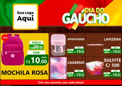 Modelo de Encarte para Encarte A4 Horizontal com o tema Dia do Gaúcho para Papelaria