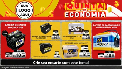 Modelo de TV para TV Horizontal com o tema Quinta da Economia para Baterias Elétricas