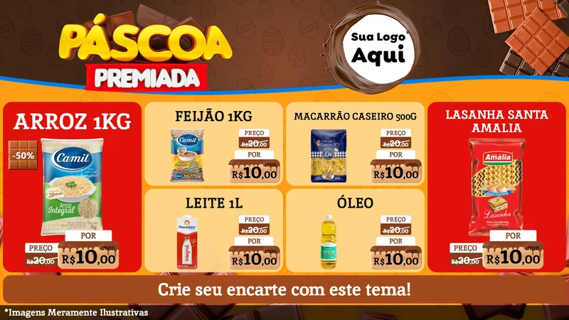 Modelo de TV para TV Horizontal com o tema Páscoa Premiada para Supermercado