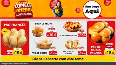 Modelo de TV para TV Horizontal com o tema Comece Janeiro Economizando para Padaria