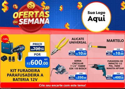 Modelo de Encarte para Encarte A4 Horizontal com o tema Ofertas Da Semana para Maquinas e Ferramentas