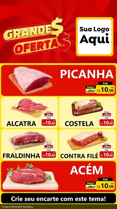 Modelo de TV para TV Vertical com o tema Grandes Ofertas para Açougue