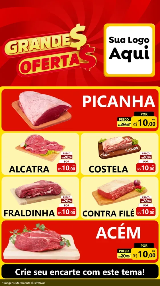 Modelo de TV para TV Vertical com o tema Grandes Ofertas para Açougue