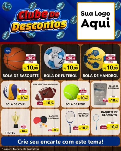 Modelo de Rede Social para Feed Instagram com o tema Clube de Descontos para Artigos Esportivos