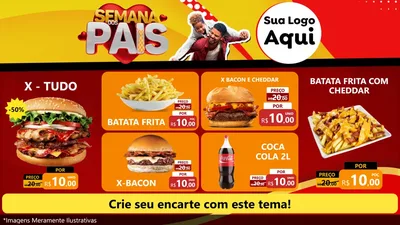 Modelo de TV para TV Horizontal com o tema Semana Dos Pais para Hamburgueria