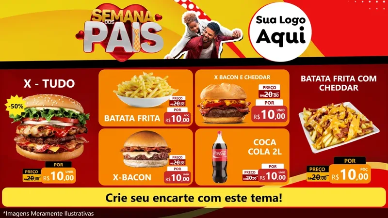 Modelo de TV para TV Horizontal com o tema Semana Dos Pais para Hamburgueria