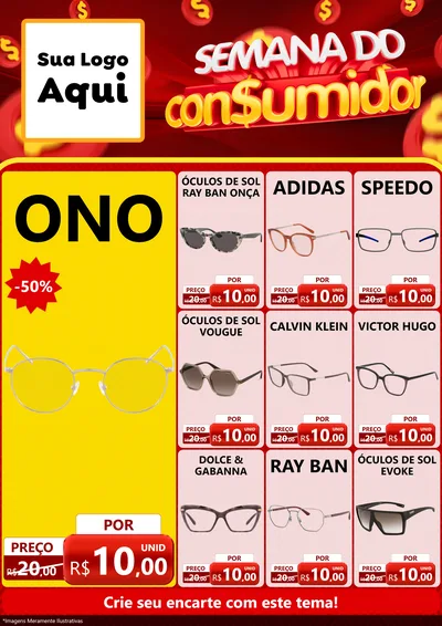 Modelo de Encarte para Encarte A4 Vertical com o tema Semana do Consumidor para Óticas