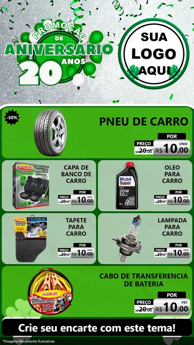 Modelo de TV para TV Vertical com o tema Promoção de Aniversário - 20 Anos para Auto peças