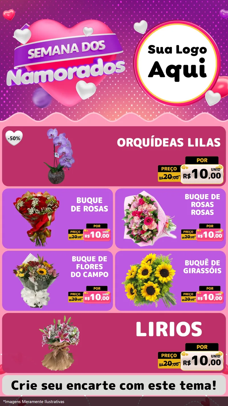 Modelo de TV para TV Vertical com o tema Semana dos Namorados para Floricultura e jardim