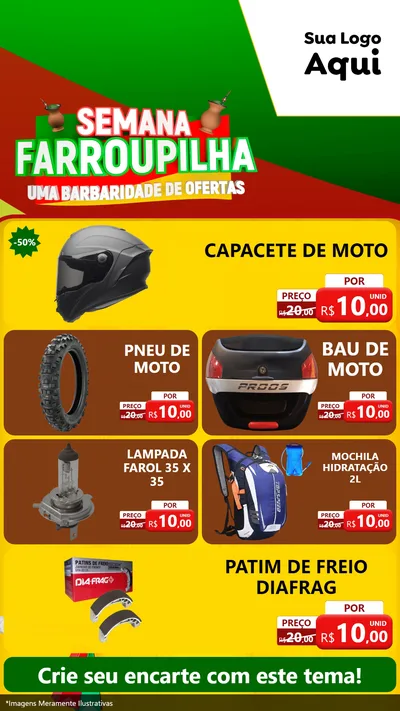 Modelo de TV para TV Vertical com o tema Semana Farroupilha - Uma Barbaridade de Ofertas para Moto peças