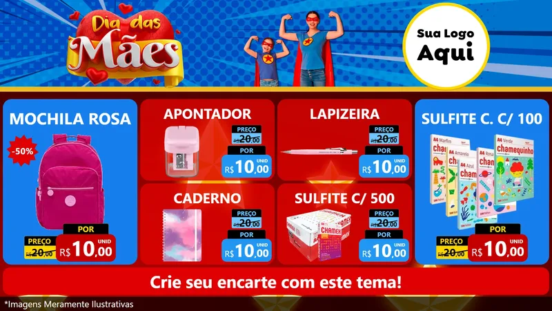 Modelo de TV para TV Horizontal com o tema Dia das Mães para Papelaria