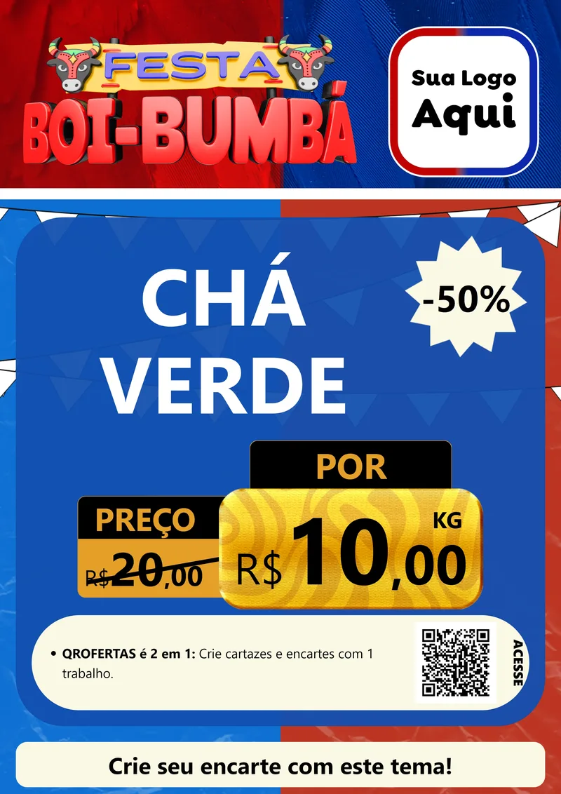 Modelo de Cartaz para Cartaz A4 Vertical com o tema Festa Boi Bumbá para Produtos Naturais