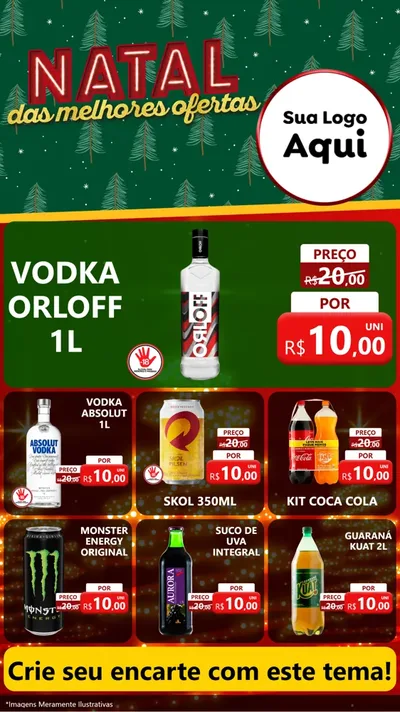 Modelo de Rede Social para Stories com o tema Natal das Melhores Ofertas para Distribuidora de bebidas