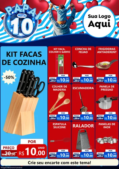 Modelo de Encarte para Encarte A4 Vertical com o tema Papai Nota 10 para Utilidades Domésticas