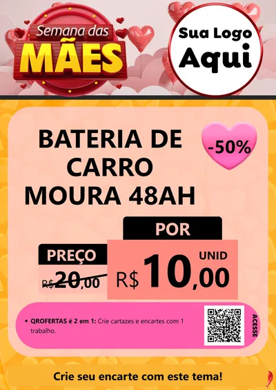 Modelo de Cartaz para Cartaz A4 Vertical com o tema Semana das Mães para Baterias Elétricas