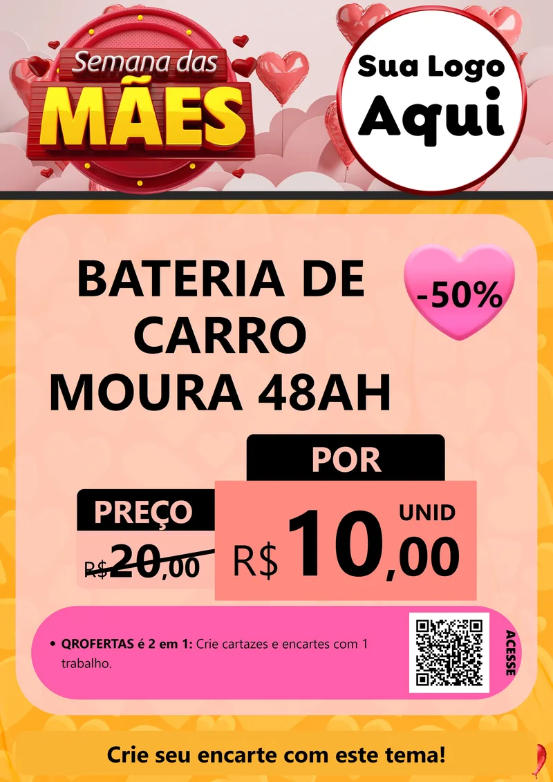 Modelo de Cartaz para Cartaz A4 Vertical com o tema Semana das Mães para Baterias Elétricas