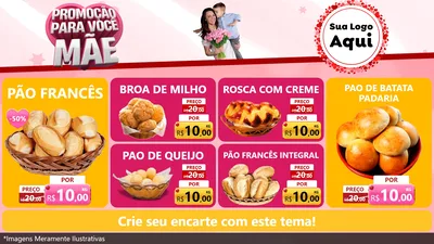 Modelo de TV para TV Horizontal com o tema Promoção Para Você Mãe para Padaria