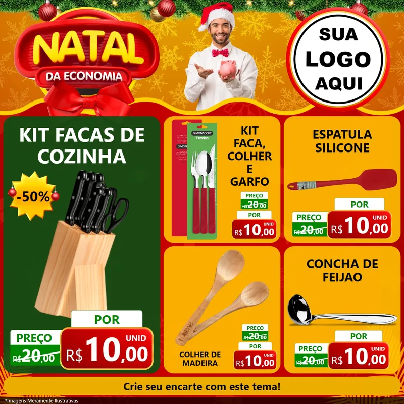 Modelo de Rede Social para Feed Facebook com o tema Natal da Economia para Utilidades Domésticas