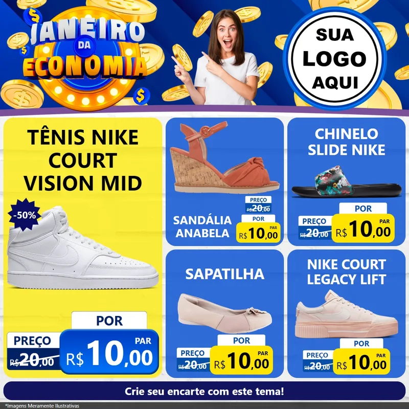 Modelo de Rede Social para Feed Facebook com o tema Janeiro da Economia para Calçados