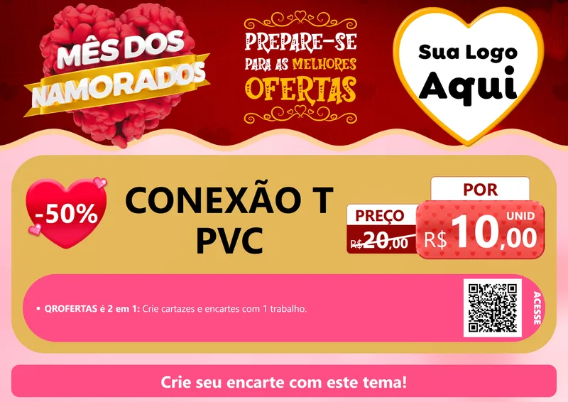 Modelo de Cartaz para Cartaz A4 Horizontal com o tema Mês dos Namorados para Tubos e conexões