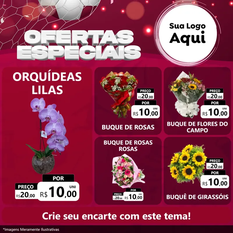 Modelo de Rede Social para Feed Facebook com o tema Ofertas Especiais - Futebol para Floricultura e jardim