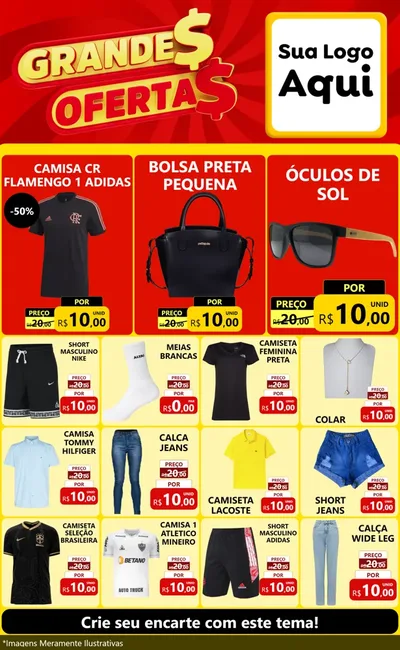 Modelo de Encarte para Encarte Grande com o tema Grandes Ofertas para Roupas e acessórios