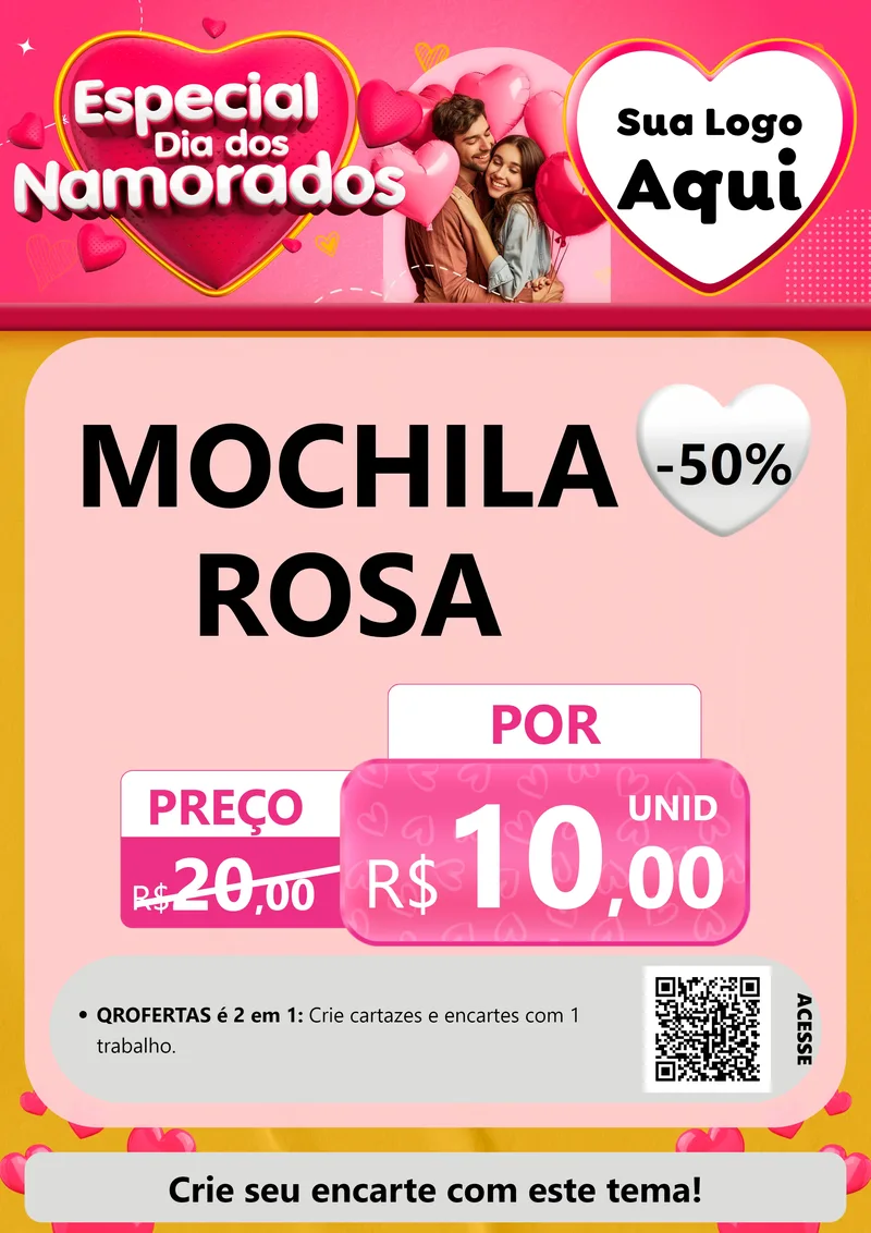 Modelo de Cartaz para Cartaz A4 Vertical com o tema Especial Dia dos Namorados para Papelaria