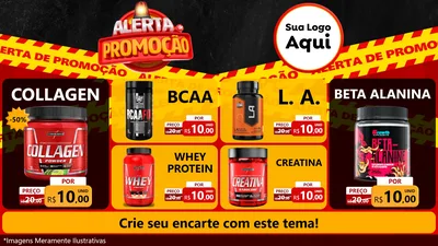 Modelo de TV para TV Horizontal com o tema Alerta de Promoção para Suplementos alimentares